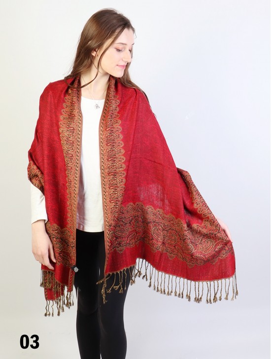 Paisley Print Trim Pashmina